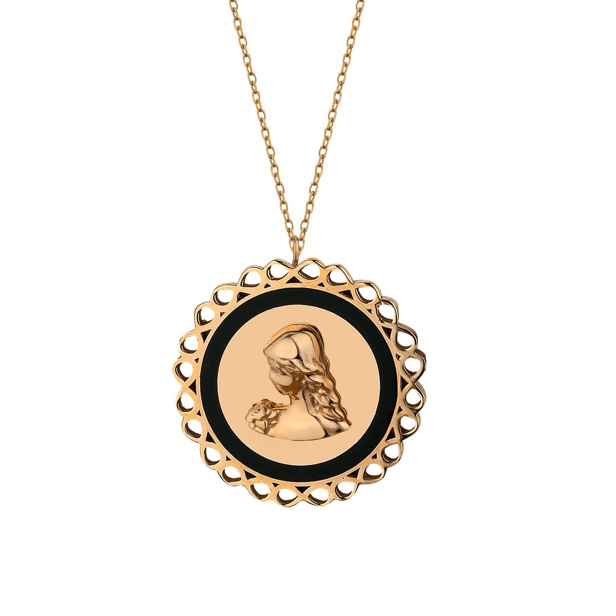 گردنبند دایره طرح مادر ۷۴۸۸ لفم | 7.54